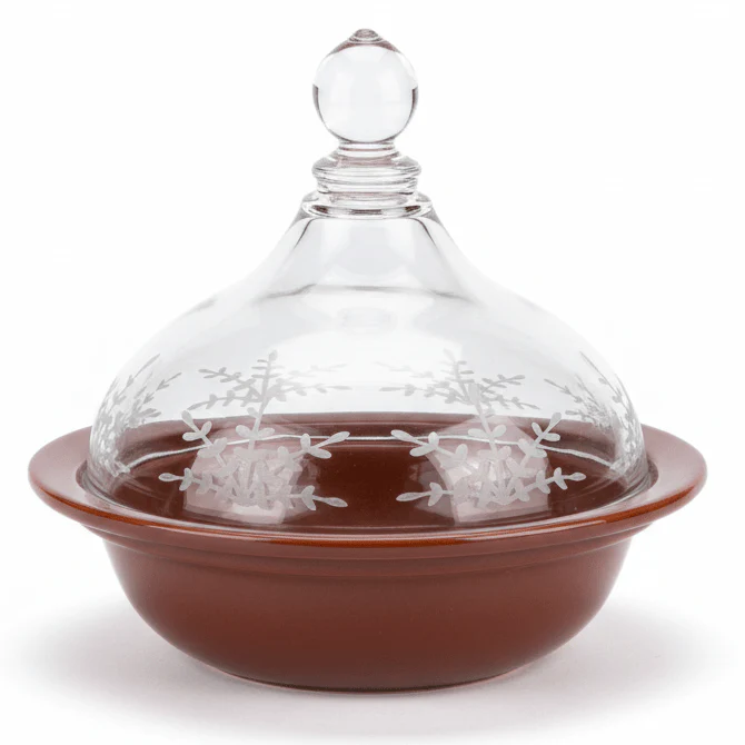 Ameco Brown Ceramic Mini Tajine Cooking and Serving Dish with Acrylic Lid – Traditional Moroccan Design for Serving Appetizers and Sauces – 14 × 12 cm