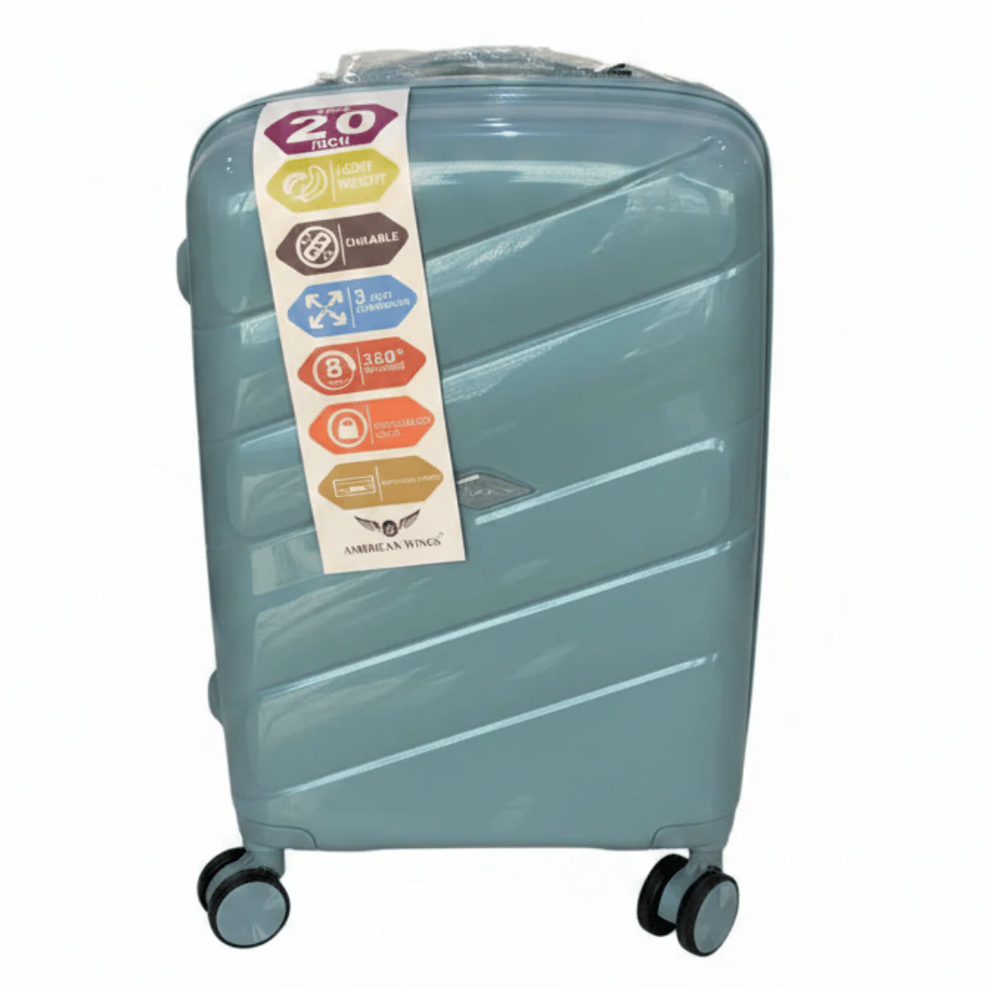 American Wings Light Blue Hardshell Carry-On Trolley Bag 20 Inch