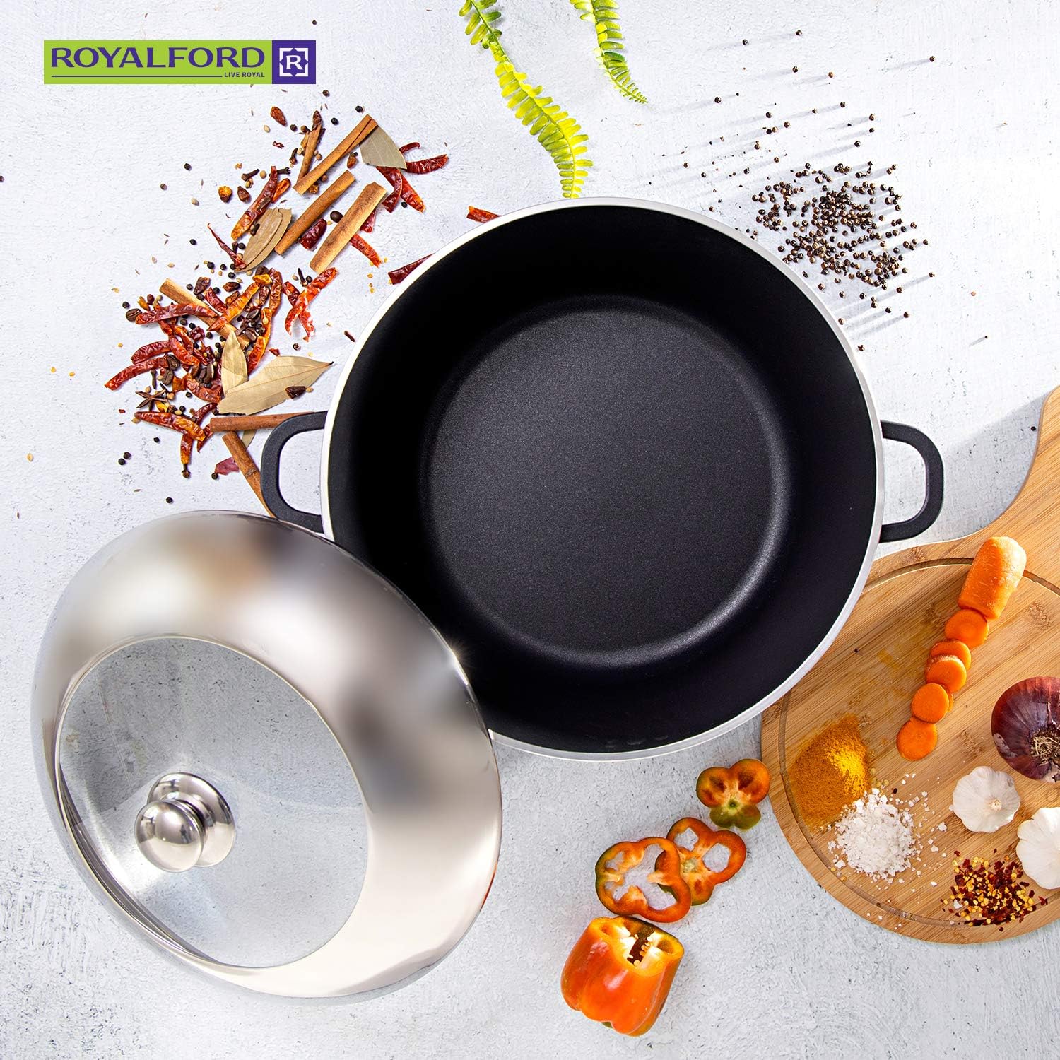 Royalford 36cm Die Cast Casserole (Classic) – Premium Cooking Pot - Image 2