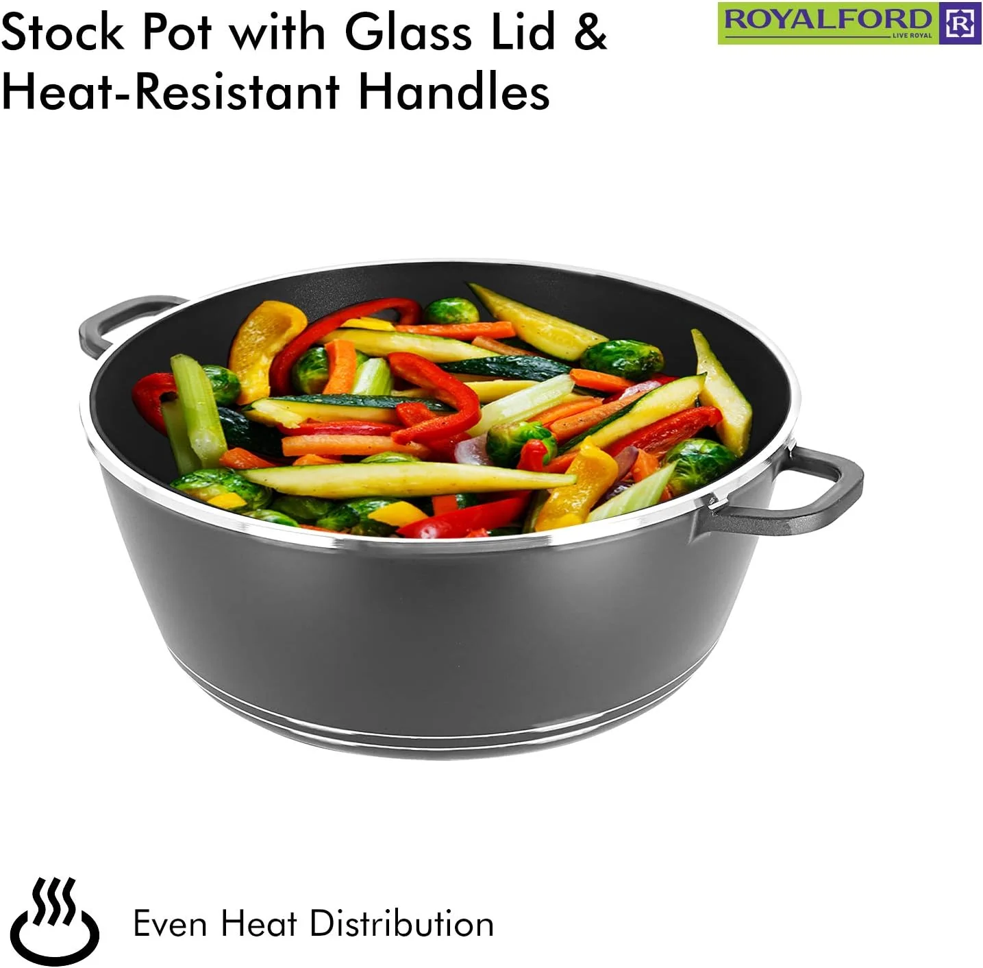Royalford 36cm Die Cast Casserole (Classic) – Premium Cooking Pot - Image 4