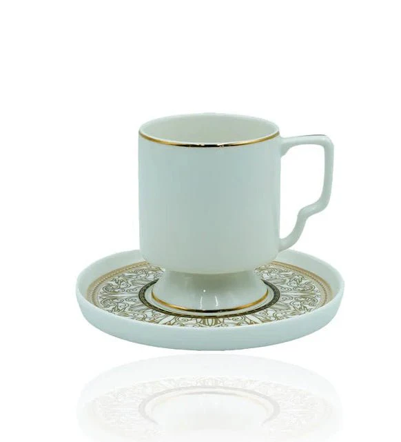 Angela MK-417 Premium Turkish Coffee Cup & Saucer Set – Complete 12-Piece Ceramic Collection