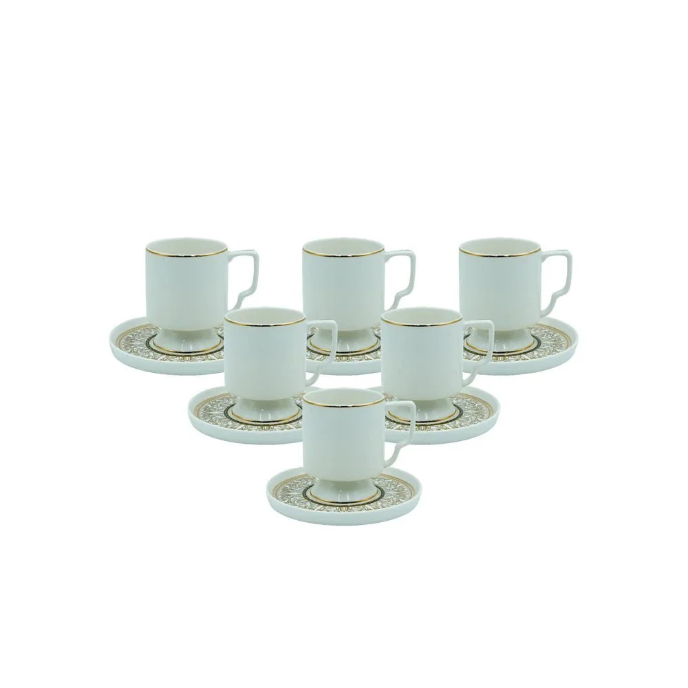 Angela MK-417 Premium Turkish Coffee Cup & Saucer Set – Complete 12-Piece Ceramic Collection - Image 2