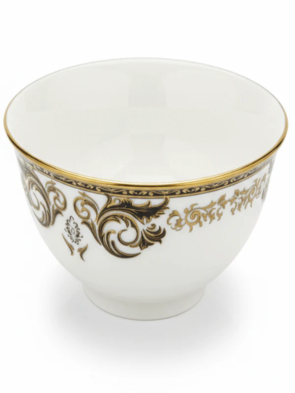 Angela Porcelain Bowl 11 cm – White with Elegant Gold Flower Pattern, Tableware Bowl