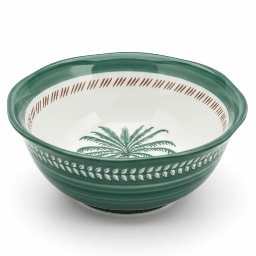 Angela Tropical Coconut Ceramic Bowl – 13.5 cm (White & Green)