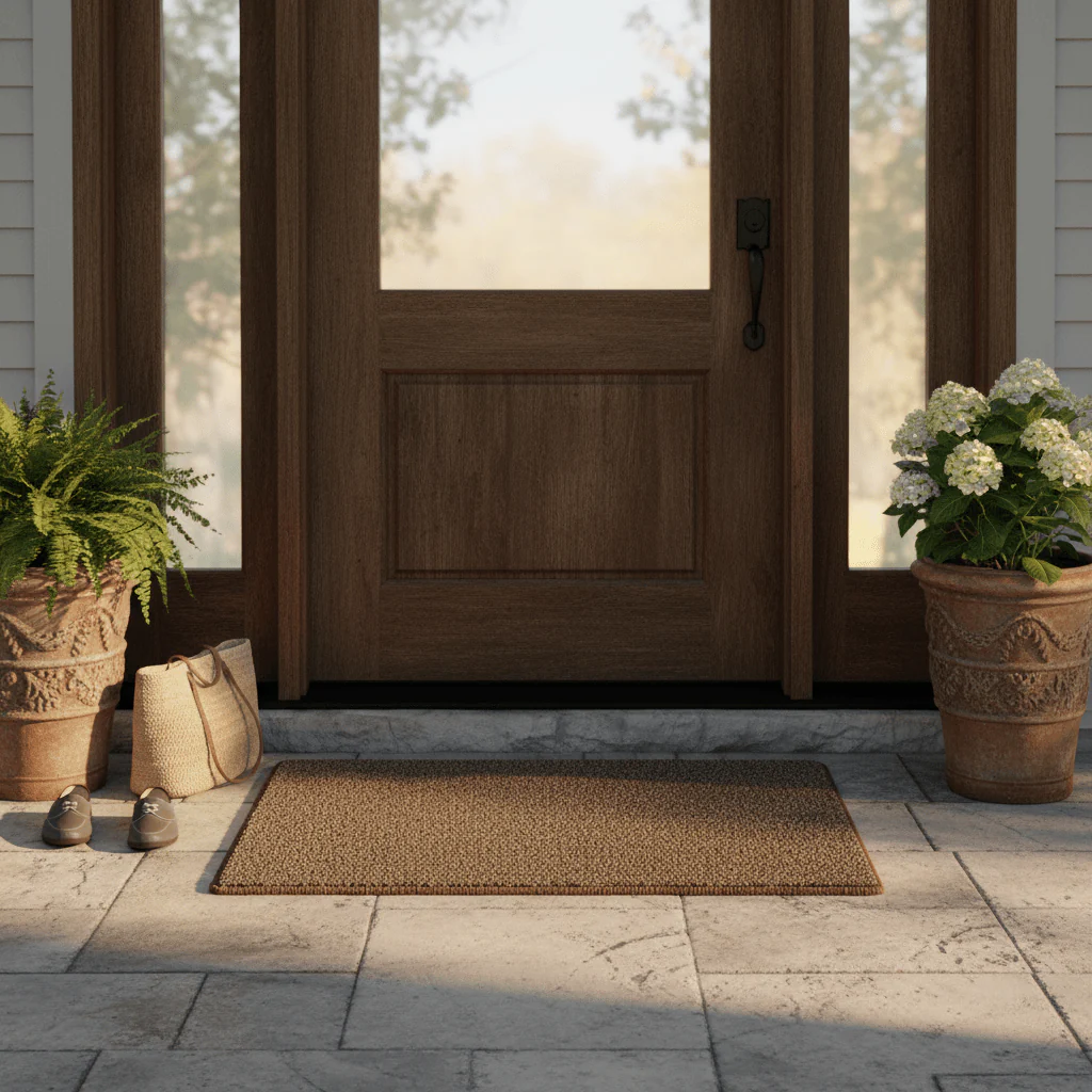 Anti-Slip Rectangle Door Mat | Soft Speckled Pile | Durable Entrance Rug for Home, Kitchen & Hallway | 68 × 44 cm | Brown Beige - Image 2