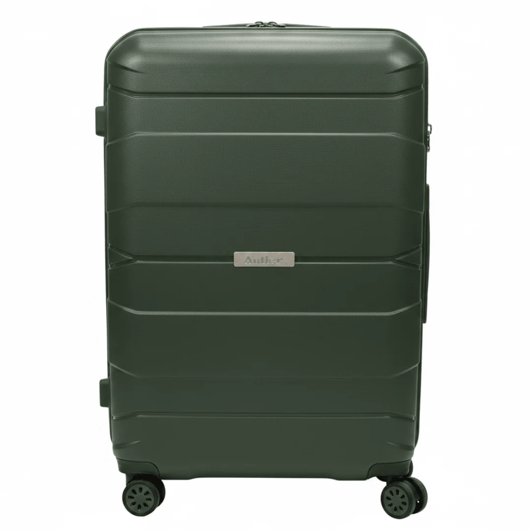 Antler Hard Shell PP Trolley Bag | Olive Green | 4-Wheel Spinner | 24 Inch |