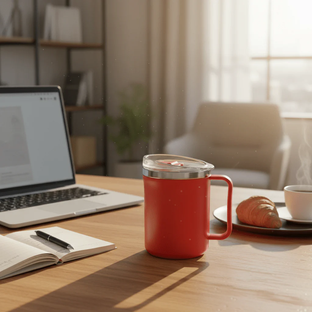 Apex Insulated Sipper Mug 300ml — Red | Stainless Steel & Premium Plastic | Leak-Proof Lid - Image 2