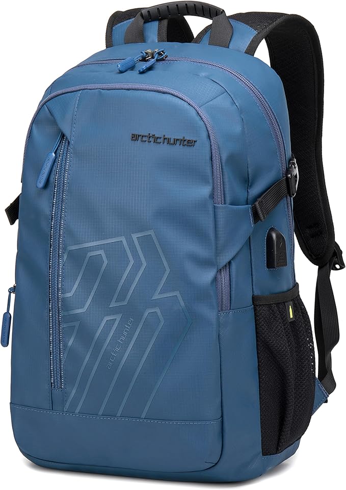 Arctic Hunter 26 L Laptop Backpack 47cm*33cm*17cm, Water Resistant Anti-Theft Pocket with USB Port and Separate Laptop Compartment Premium Office Backpack, Blue-B00387