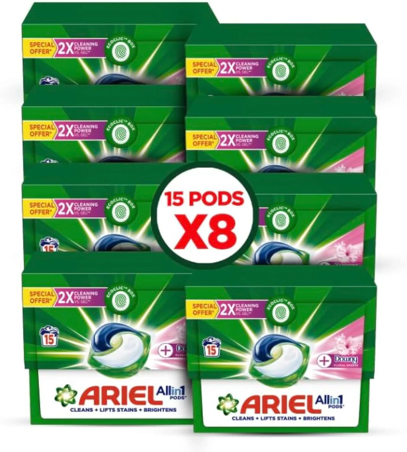 Ariel Pods Capsules with touch of Downy 15CT Mega Box 120 Pcs