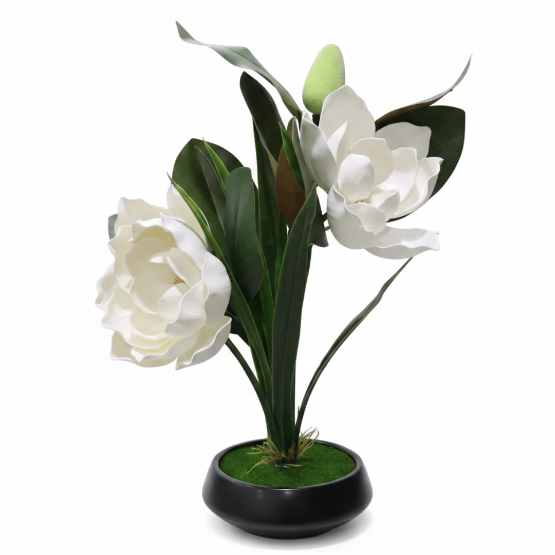 Artificial Flower Plant with Black Ceramic Pot - 40×14cm - Yellow / Red / White / Pink - Image 5