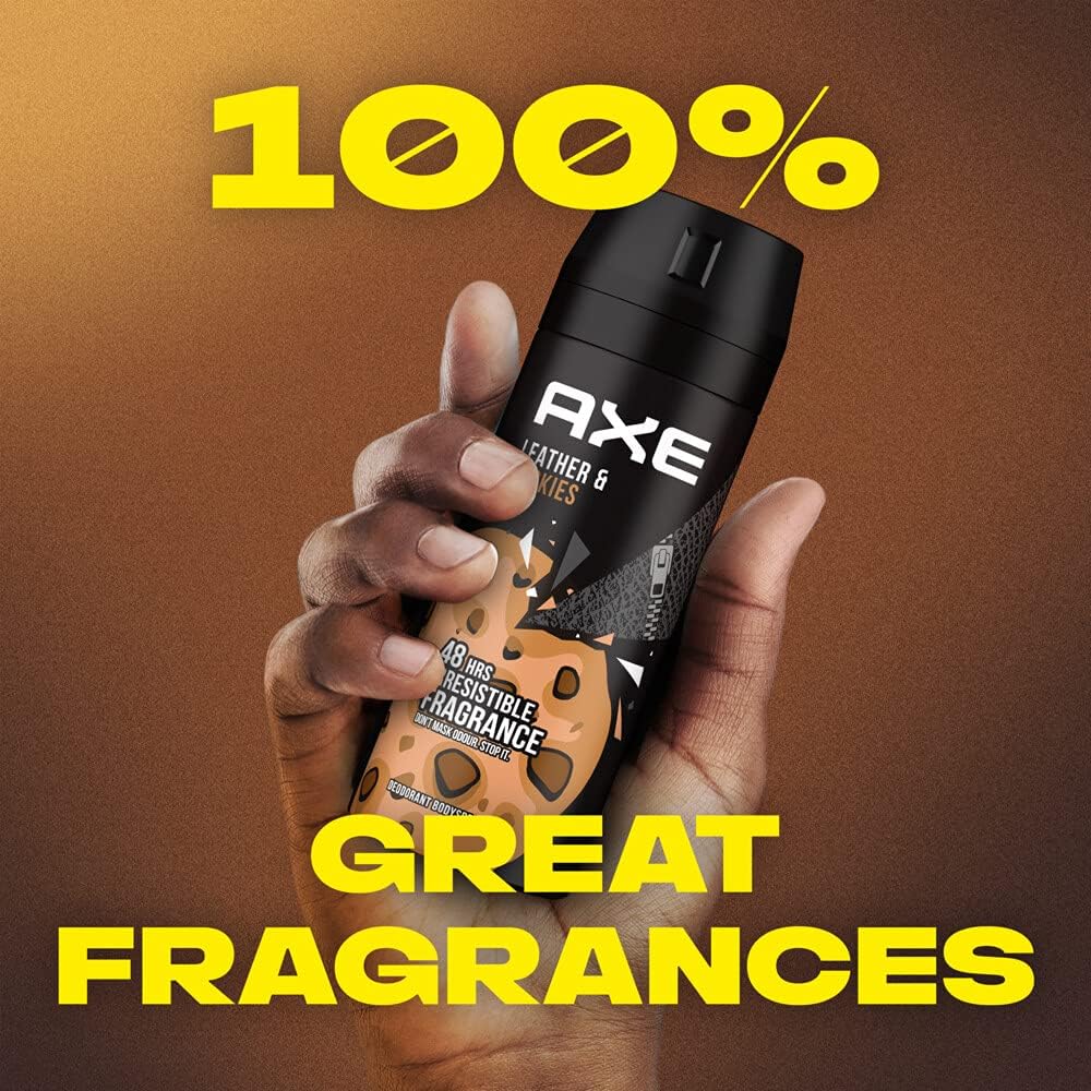 AXE Body Spray Deodorant for Men Long Lasting Odour Protection, Leather & Cookies, for 48 hours Irresistible Fragrance-150ML - Image 2