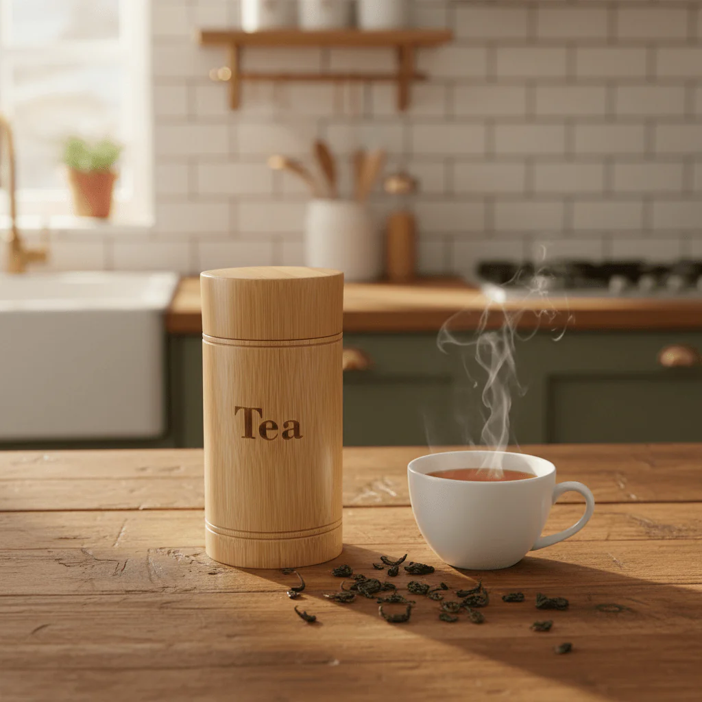 Bamboo Tea Canister With Airtight Lid - 15*7cm / 20*7cm - Image 2
