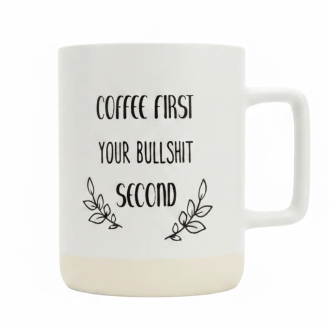 Baytix "Coffee First" White & Cream Ceramic Mug — 400ml