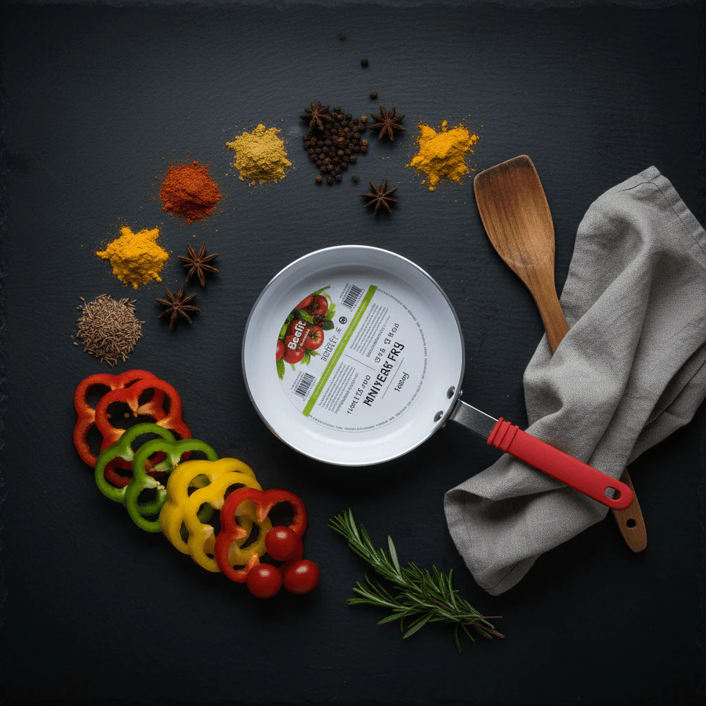 Beefit Red Mini Ceramic Coated Fry Pan 14cm – Non-Stick Metal Skillet with Silicone Handle for Eggs, Sauces & Single Servings - Image 2