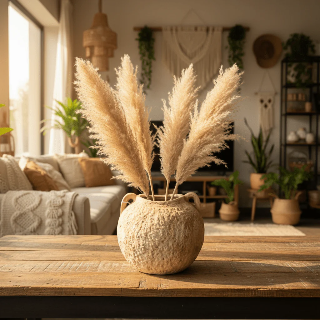 Beige Ceramic Vase with Dual Handles | Rustic Textured Finish | Round Bulbous Body | Home Décor Accent Piece | 20 × 13 cm - Image 2