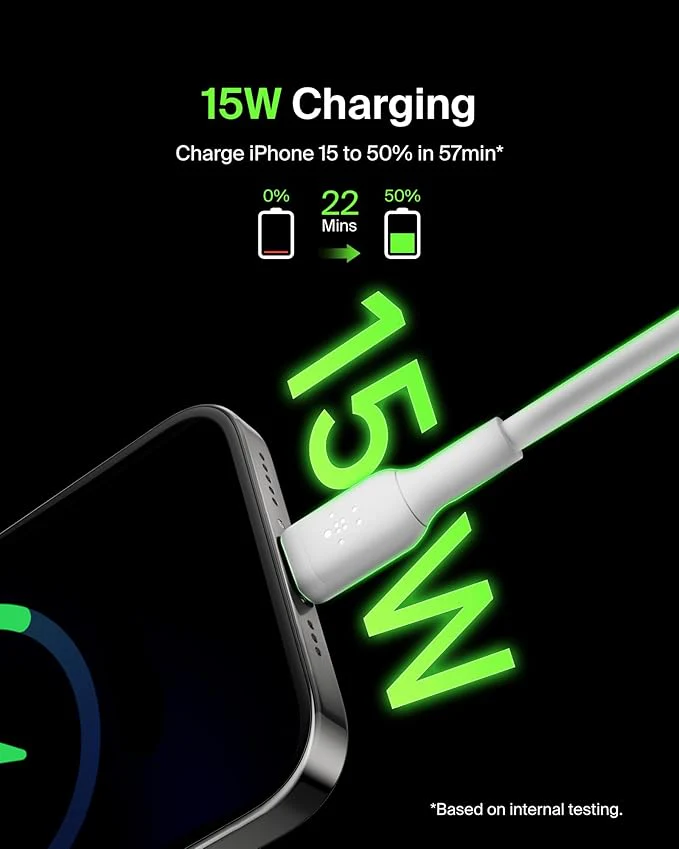 BELKIN BoostCharge USB-C charger cable, USB-A to USB-C cable, 1 meter, White - Image 2
