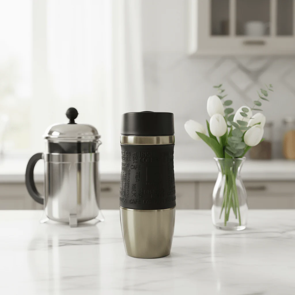 Bergner Light Green Stainless Steel Water Bottle with Protective Silicone Sleeve – 360 ml - Image 2