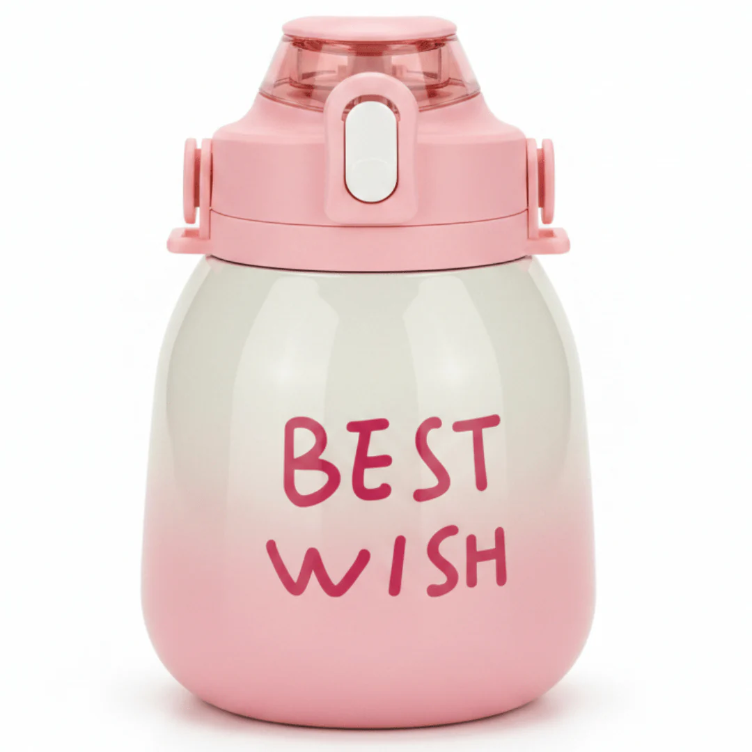Best Wishes Pink & Cream Stainless Steel Vacuum Flask with Premium Blue Handle 1000ml