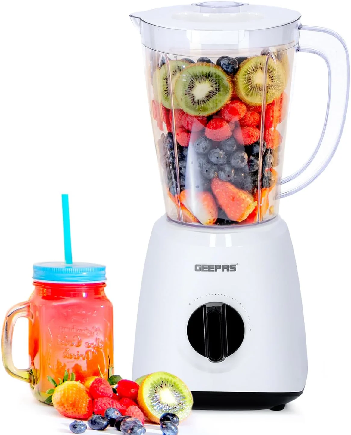 Geepas Geepas-Powerful 600W Powerful Motor Multi-functional 2 in 1 Blender with 2 Speed & Pulse Option|GSB44027T (1.8L)