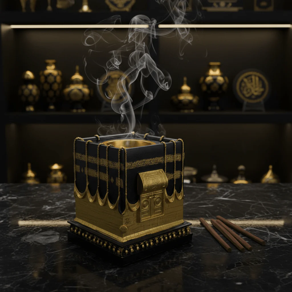 Black & Gold Kaaba Design Incense Burner | Luxury Arabic Bakhoor Holder | 15×10cm - Image 2