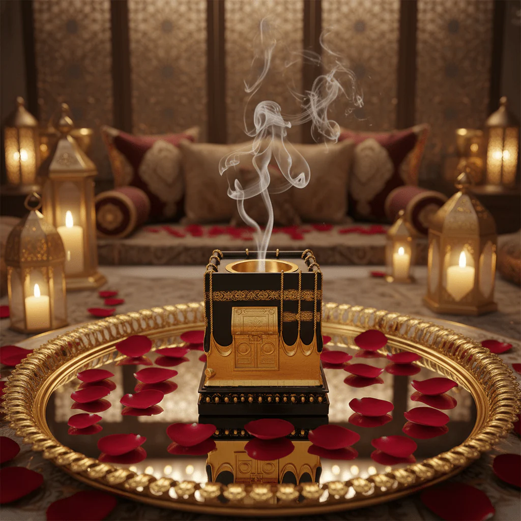 Black & Gold Kaaba Design Incense Burner | Luxury Arabic Bakhoor Holder | 15×10cm - Image 3