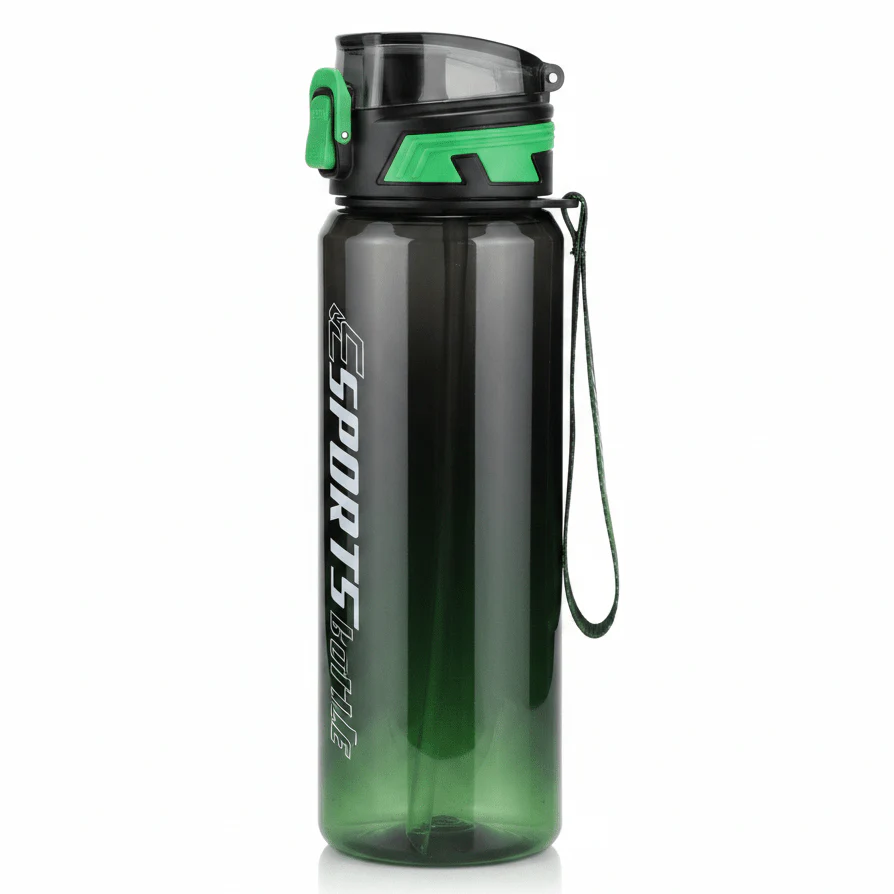 SPORTS Elite Gradient Water Bottle — Black & Green| Flip-Lock Cap 1000ml
