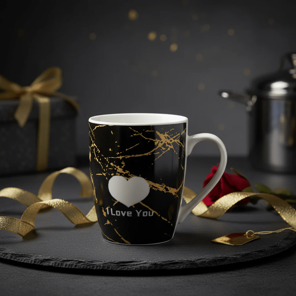I Love You Black & Gold Ceramic Mug – 300ml | Premium Gift Mug - Image 3