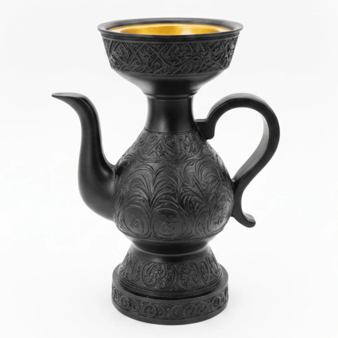 Black Chalk Incense Burner — Ornate Arabic Mabkhara | 18cm