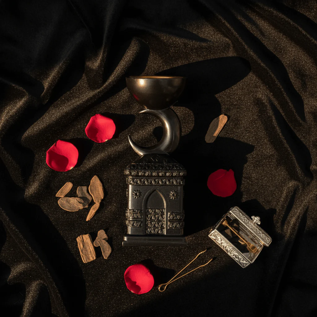 Black Chalk Incense Burner with Crescent Moon Stand | 22cm | Luxury Arabic Bakhoor Holder - Image 3