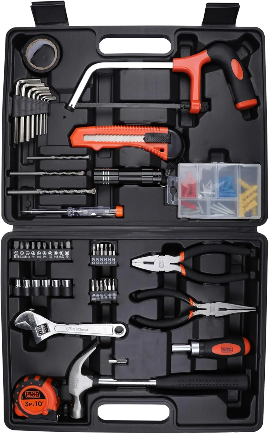 Black & Decker 108 Pieces Hand Tool Kitfor Home & Office Orange/Black BMT108C