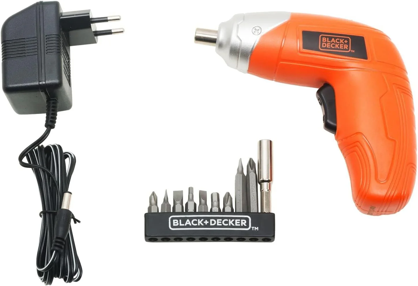 Black & Decker 3.6V Li-Ion Cordless Power Screwdriver Kit with 10 Pieces Bitset , Orange/Black - KC3610-B5, 1 Years Warranty