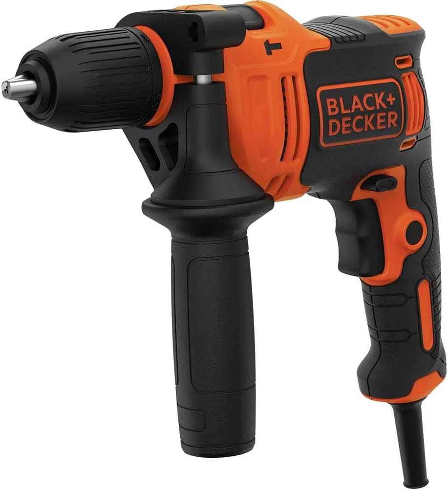 Black & Decker 710W 47,600BPM Single Gear Hammer Drill with 4 Bits in Kitbox for Metal & Masonry Drilling, Orange/Black - BEH710K-GB, 1 Years Warranty