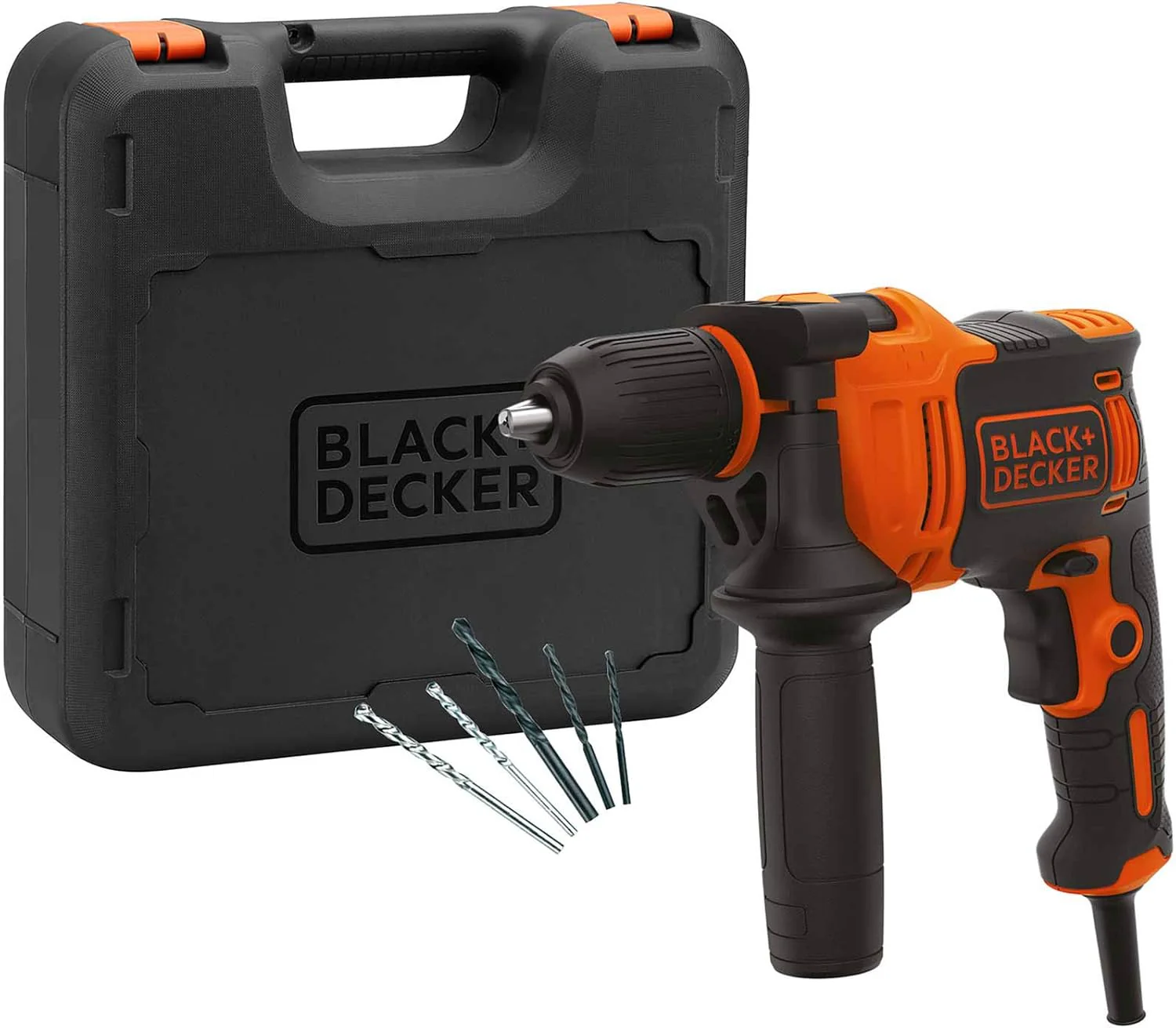Black & Decker 710W 47,600BPM Single Gear Hammer Drill with 4 Bits in Kitbox for Metal & Masonry Drilling, Orange/Black - BEH710K-GB, 1 Years Warranty - Image 3