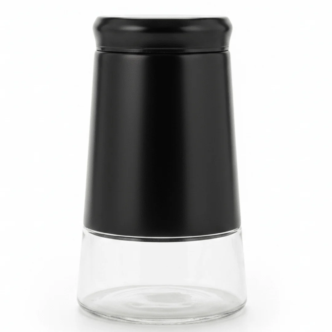Black Matte Metal & Glass Canister — 1 Litre