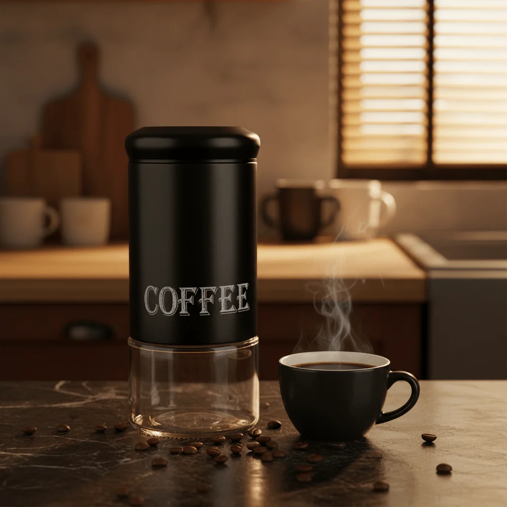 Black Metal & Glass Airtight Canister – 1200ml - Image 2