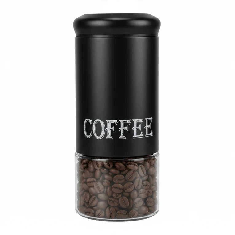 Black Metal & Glass Airtight Canister – 1200ml - Image 3