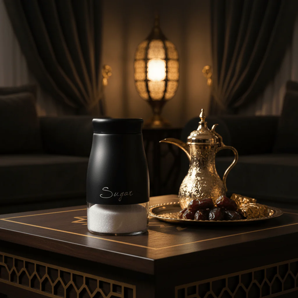 Black Matte Metal & Glass Storage Canister — 1 Litre - Image 3