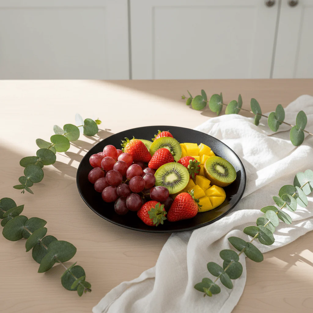 Black Matte Ceramic Fruit Plate 26.5cm | Premium Stoneware Serving Plate | - Image 2