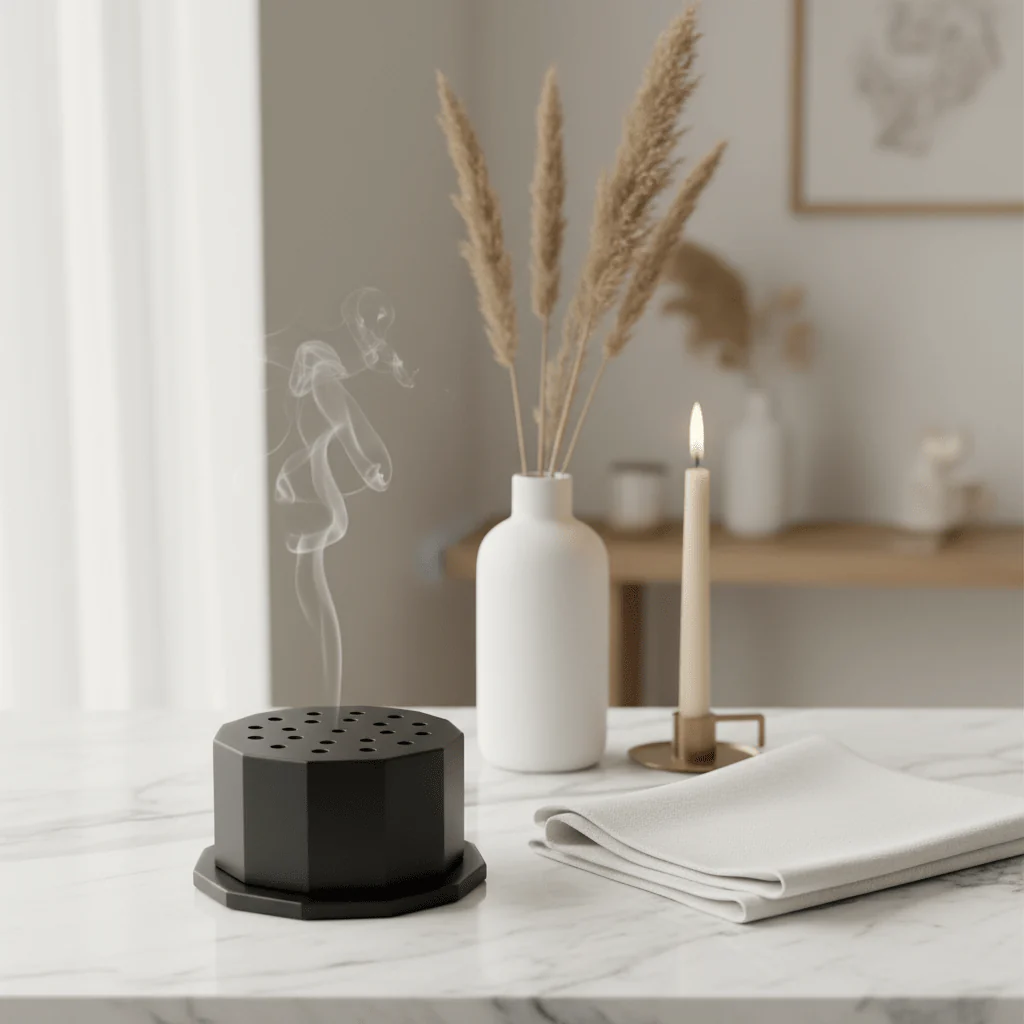 Octagonal Matte Black Incense Burner | Luxury Bakhoor Burner | 6×10 cm - Image 2