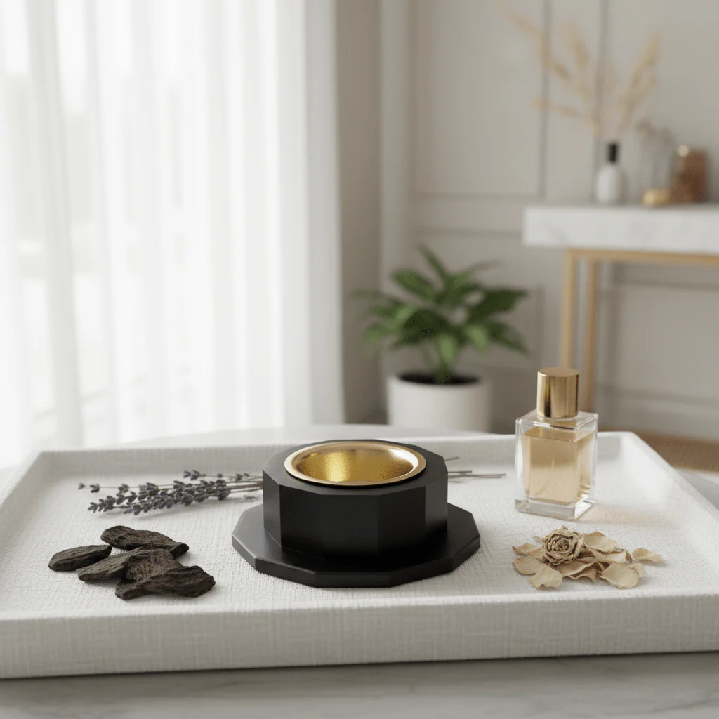 Octagonal Matte Black Incense Burner | Luxury Bakhoor Burner | 6×10 cm - Image 3