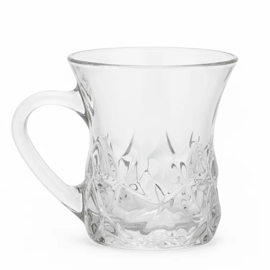 Blinkmax Crystal Cut Glass Tea Mug with Handle, Premium Decorative Finish 160ml