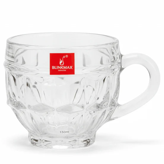 Blinkmax Elegant Glass Mug with Handle, Clear Minimalist Design 150ml