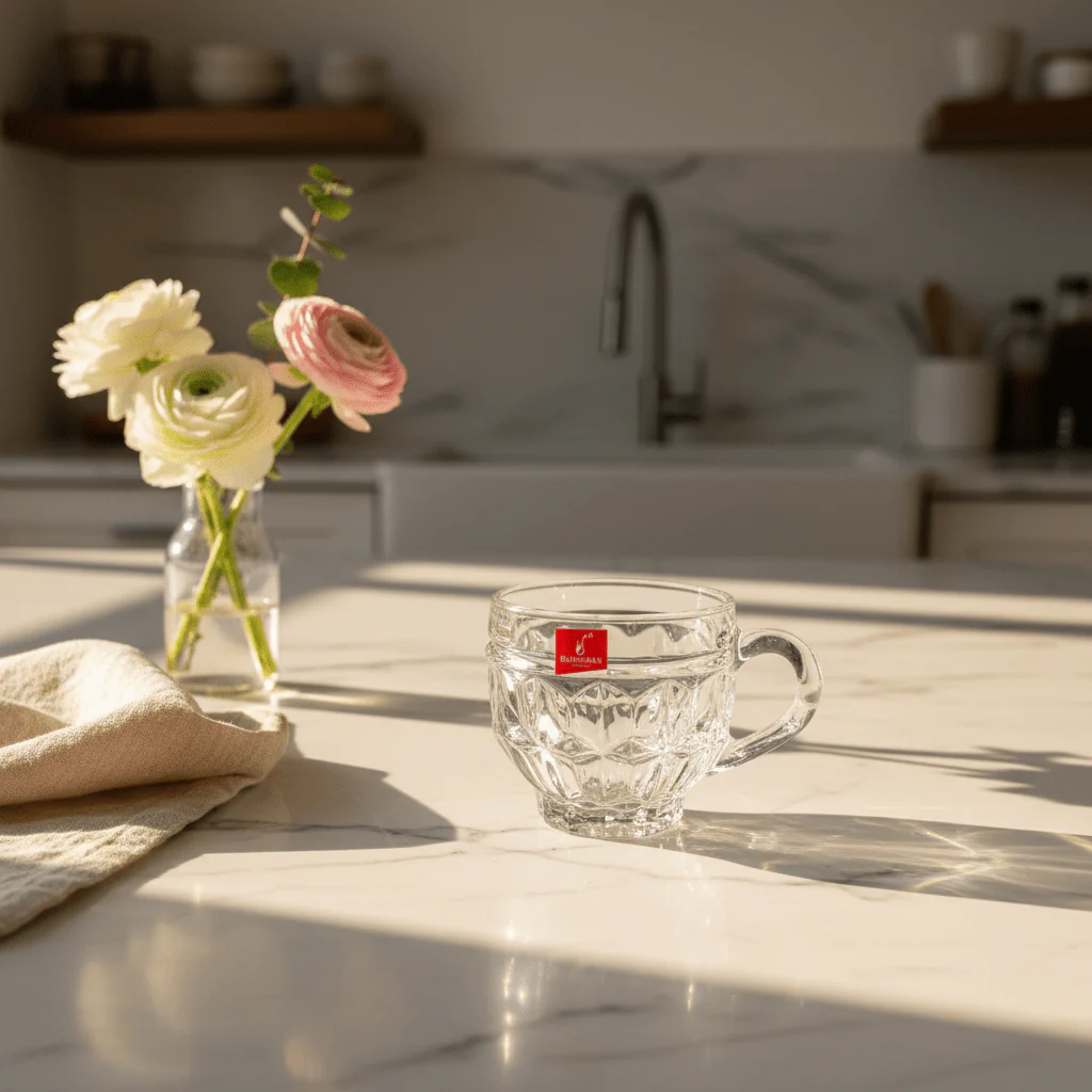 Blinkmax Elegant Glass Mug with Handle, Clear Minimalist Design 150ml - Image 2