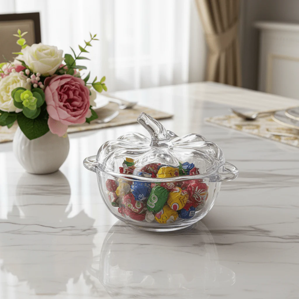 Blinkmax Premium Crystal Glass Candy Pot with Elegant Lid – Luxury Candy Storage Container (12×8 cm) - Image 2