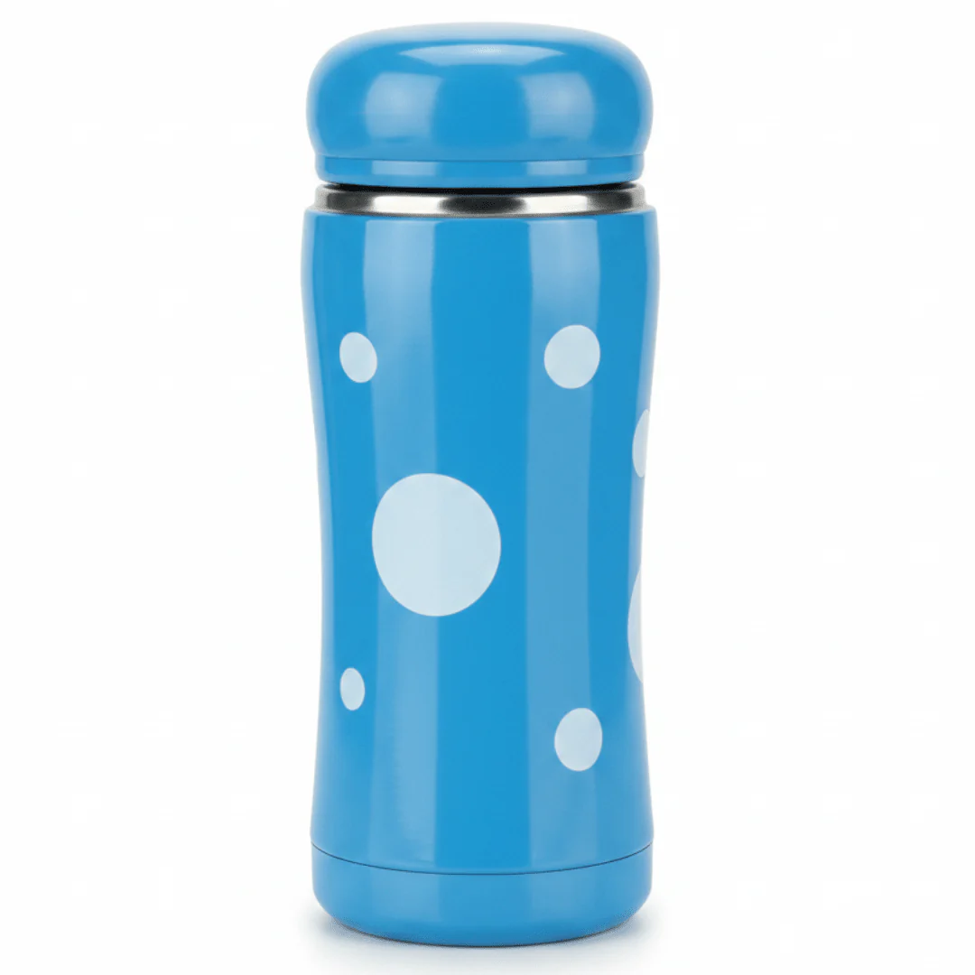 Blue and white stainless steel vacuum bottle 320ml