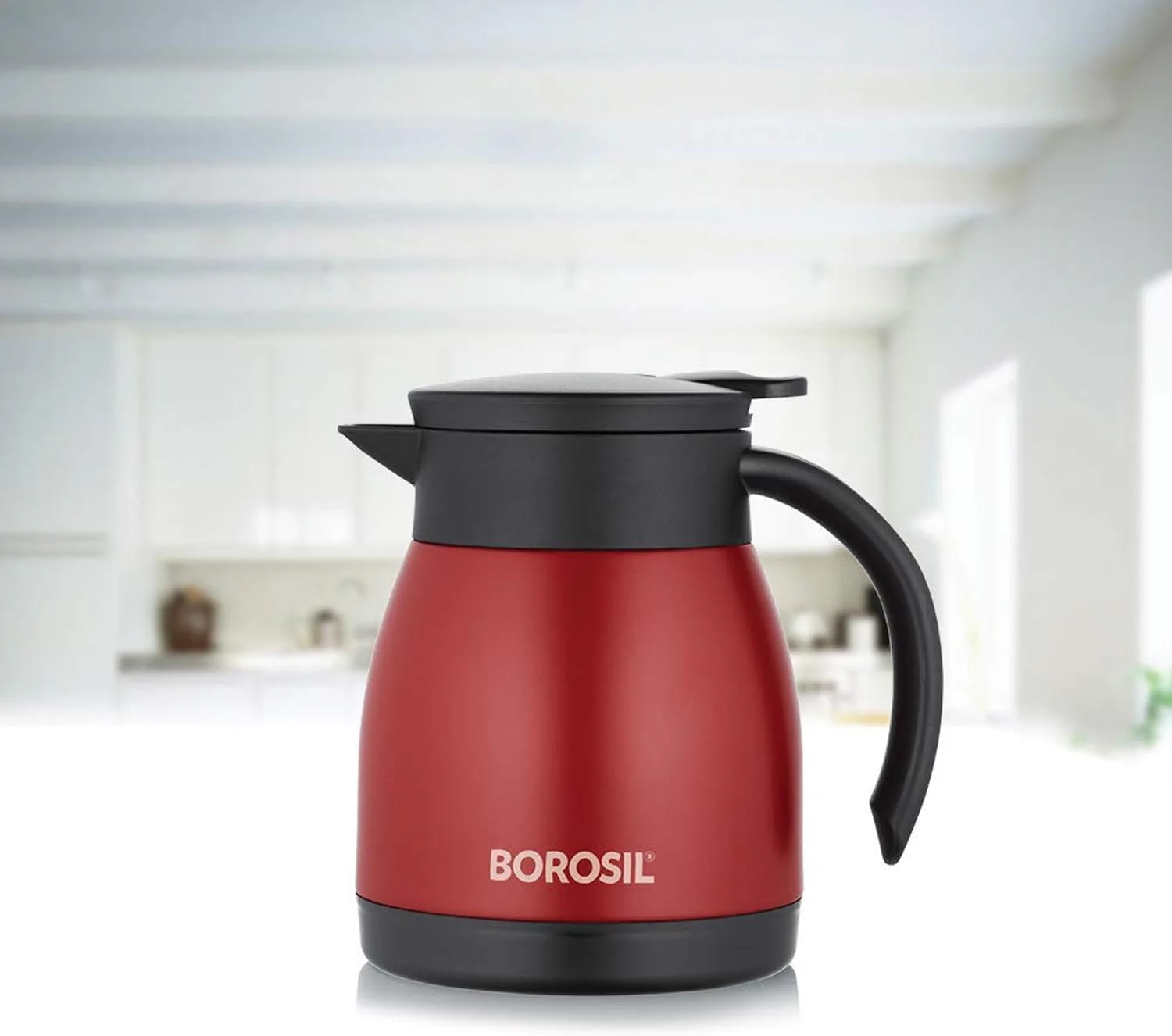 Borosil Hydra Stainless Steel Double Wall Vaccum Teapot/Thermal Flask 500ml, Red- FLKT50RED12 - Image 5
