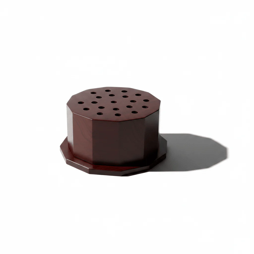 Luxury Brown Wooden Octagonal Incense Burner | Bakhoor & Oud Holder | 6×10 cm - Image 4