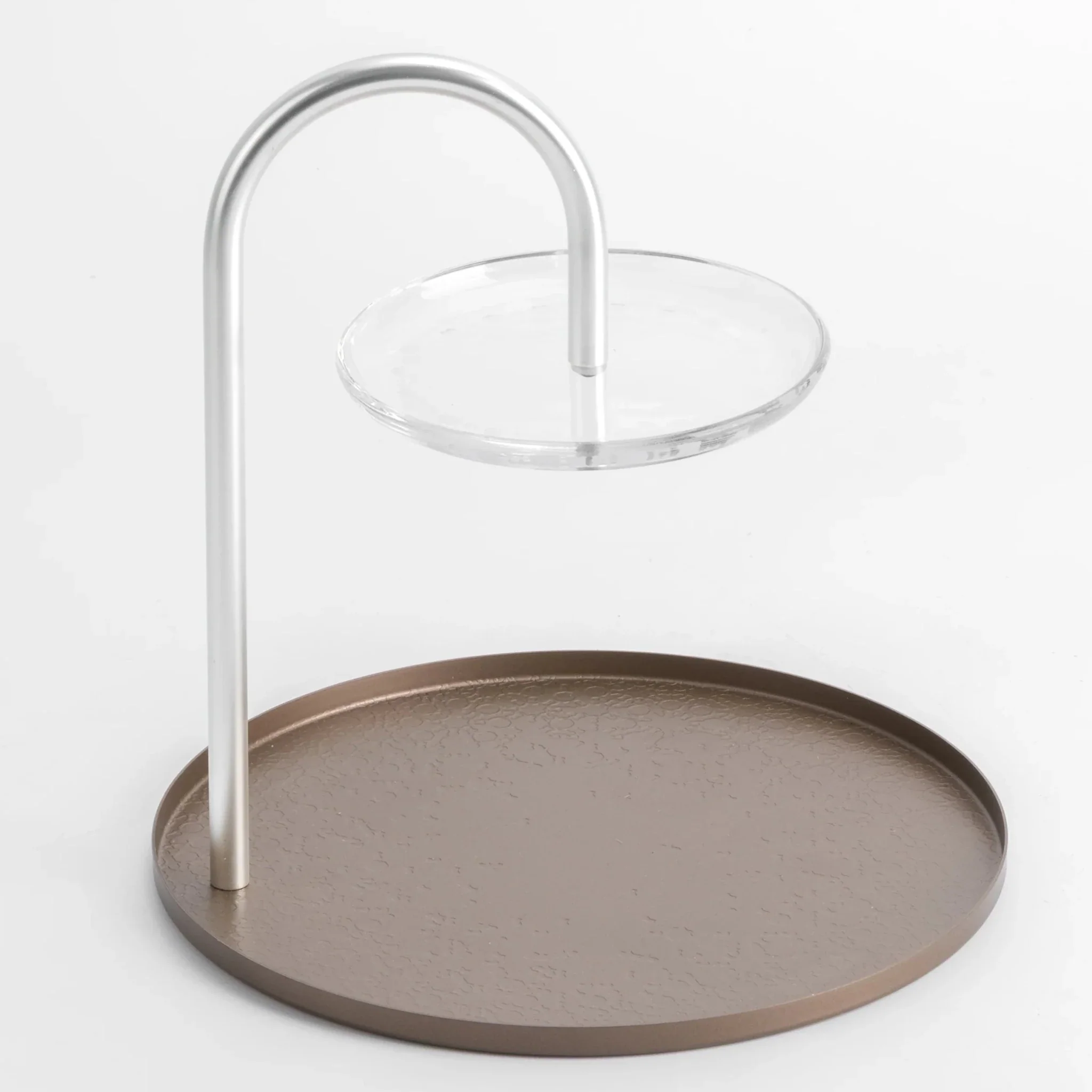 Otantik Stainless Steel Two-Tier Stand With Holder From Nourhan - Matte Brown + Matte Silver - Image 2