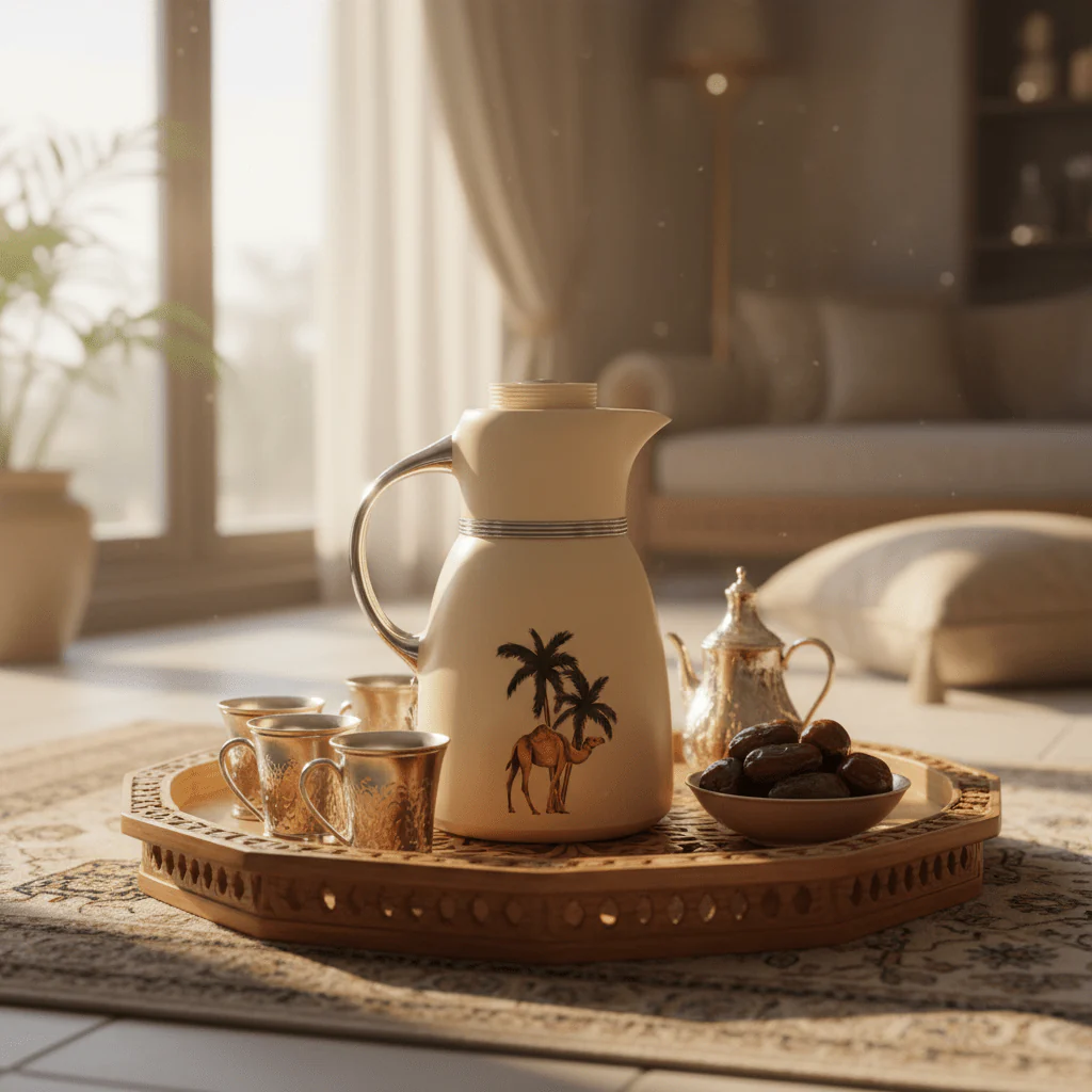 Bytix Cream Vacuum Flask – Palm Tree & Camel Design | 1 Litre - Image 2