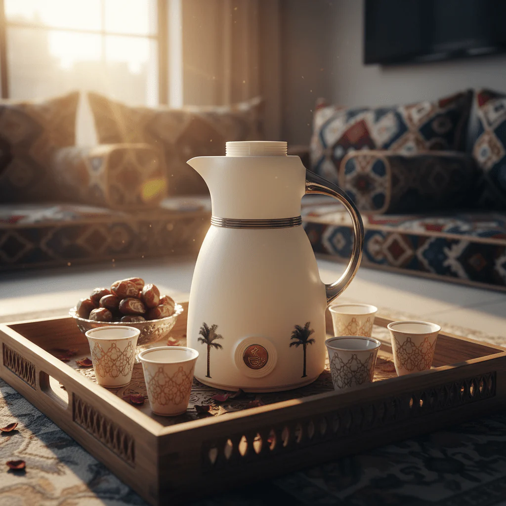 Bytix White Vacuum Flask | Palm Tree Design | 1 Litre - Image 2